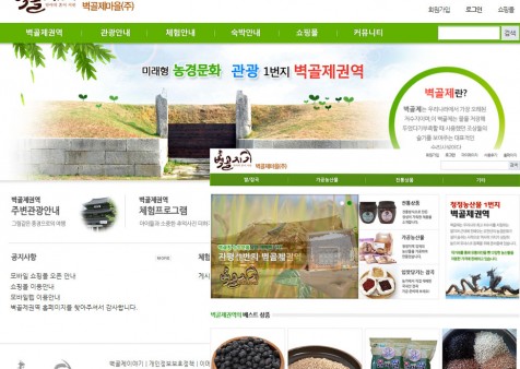김제벽골제권역 홈페이지 및 쇼핑몰 개발